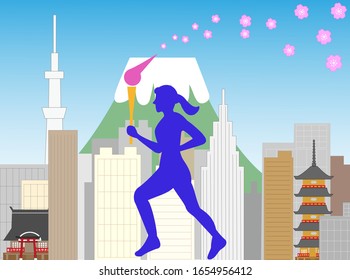 The torch relay of the international sports tournament held in Japan.