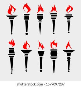 Torch set. Collection icons torch. Vector