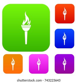 Torch set icon color in flat style isolated on white. Collection sings vector illustration