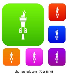 Torch set icon in different colors isolated vector illustration. Premium collection