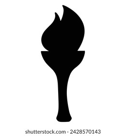 Torch silhouette isolated on white background. Hand drawn vector art.