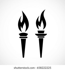 Torch silhouette vector icon isolated on white background