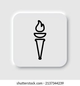Torch simple icon. Flat desing. Neumorphism design.ai