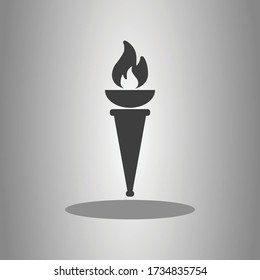 Torch simple icon with shadow. Flat desing