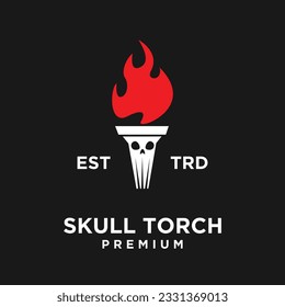 Torch skull face icon design illustration Template