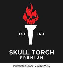 Torch skull face icon design illustration Template