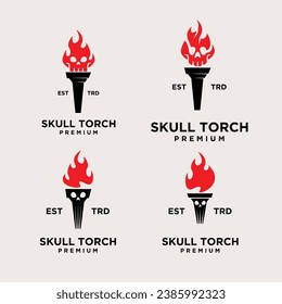 Torch skull set icon design illustration Template