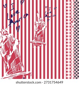 Torch of the Statue of Liberty Seamless Pattern, vector illustration file.