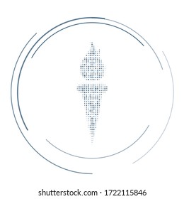 The torch symbol filled with dark blue dots. Vector illustration on white background