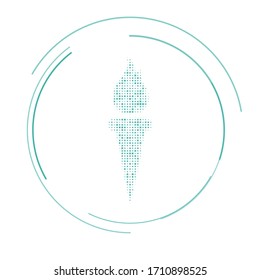 The torch symbol filled with teal dots. Vector illustration on white background