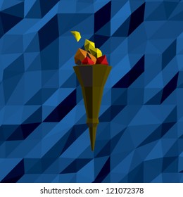 Torch symbol made by low-poly technique