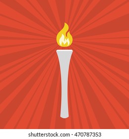 Torch symbol with sun burst background