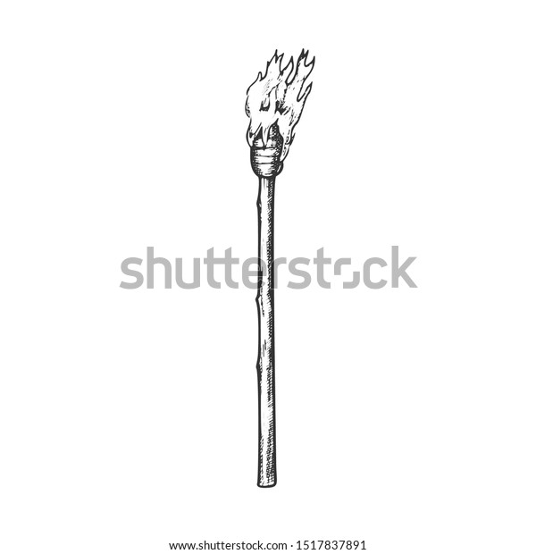 Torch Tall Handmade Wood Burning Stick Stock Vector Royalty Free 1517837891