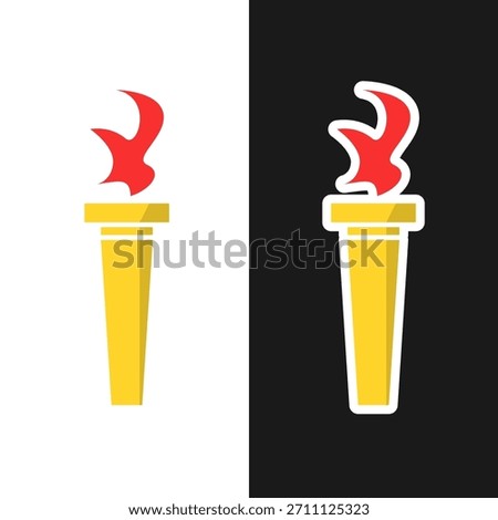 torch vector design on white and black background