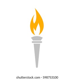 Torch vector eps icon illustration isolated on white background. Flat web design element for website, app or infographics materials.