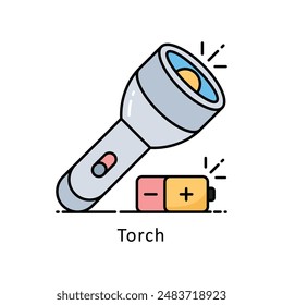 Torch vector   Filled outline Design illustration. Symbol on White background EPS 10 File