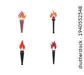 Torch vector icon illustration design template