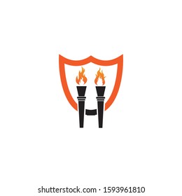 Torch vector icon illustration design template