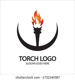 Plantilla de diseño de ilustración de iconos vectoriales de antorcha