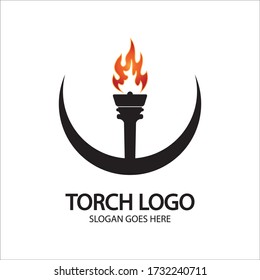 Torch vector icon illustration design template
