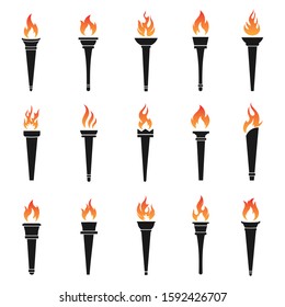 Torch vector icon set illustration design template