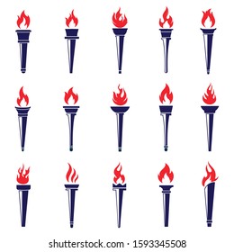 Torch vector icon set illustration design template