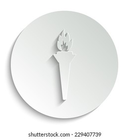 torch - vector icon with shadow on a round button