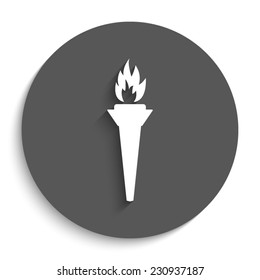 torch - vector icon with shadow on a round grey button