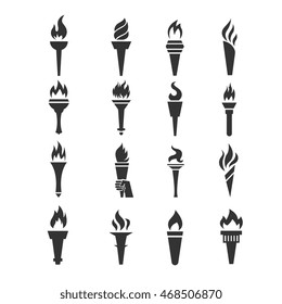 Torch vector icons set. Freedom symbols
