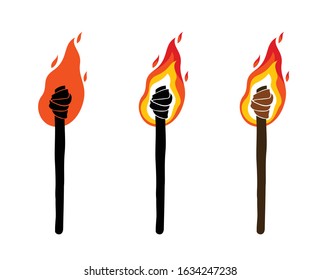 Torch vector illustration, Prometheus, flames of fire, bring the light to the dark, conceptual allegory art.