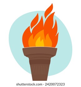 Torch. Vector isolated burning torch flame. Symbol of relay race, competition victory, champion or winner.