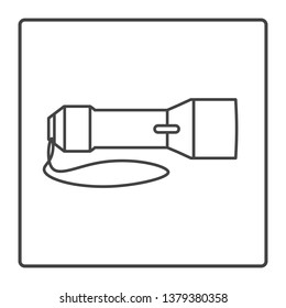 Torch vector line icon in a square frame on a white background