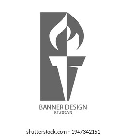 torch. Vector template for a logo, emblem or sticker, isolated on a white background. Flat style.