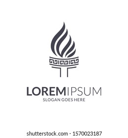 Torch vintage logo. Letter T logo. Torch fire vector illustration