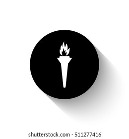 torch - white vector icon  with shadow