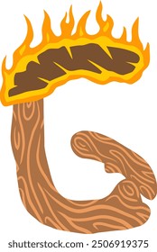 Torch Wood Letter Alphabet Vector Element