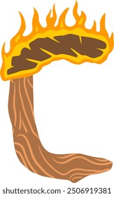 Torch Wood Letter Alphabet Vector Element