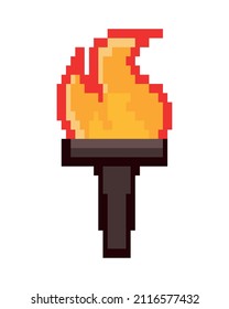 torchlight flame pixel icon flat