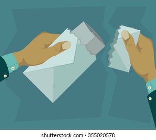 Tore the envelope to see the contents