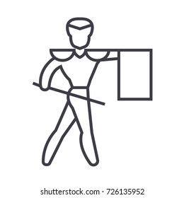 toreador, matador vector line icon, sign, illustration on background, editable strokes