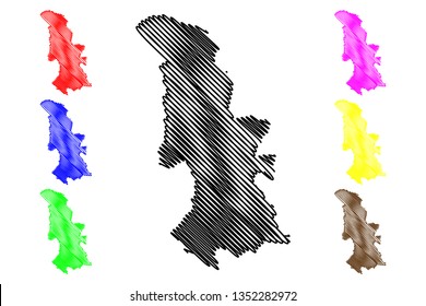 Torfaen (United Kingdom, Wales, Cymru, Principal areas of Wales) map vector illustration, scribble sketch Torfaen County Borough  map