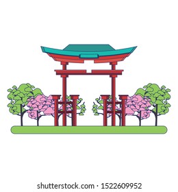 Tori gate icon over white background, vector illustration