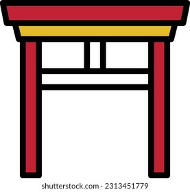 tori gate Vector illustration on a transparent background. Premium quality symmbols. Line Color vector icons for concept and graphic design.