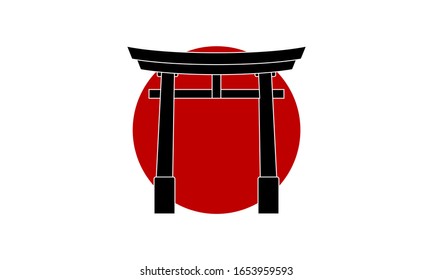 Tori Japanese traditional gate structure. Isolated vector illustration.