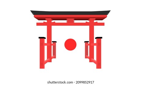 The torii gate for the barrier between the residence area and the shrine area in Japan - Vector