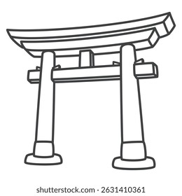 Torii. Gate. Barrier. Japanese traditional culture. Vector illustration.