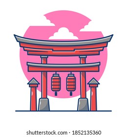Torii Gate cartoon vector illustration. Building and Landmarks of the world. Traveling Icon Concept. Flat cartoon style suitable for traveling, website, guide.
