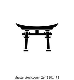 Torii Gate with Curved Horizontal Beam and Pillars Traditional Shrine Entrance