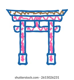 torii gate doodle icon sketch vector. torii gate sign. isolated symbol illustration