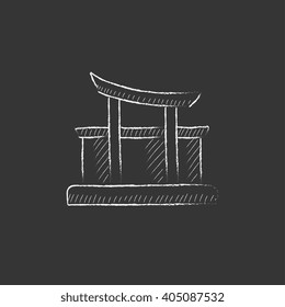 Torii gate. Drawn in chalk icon.
